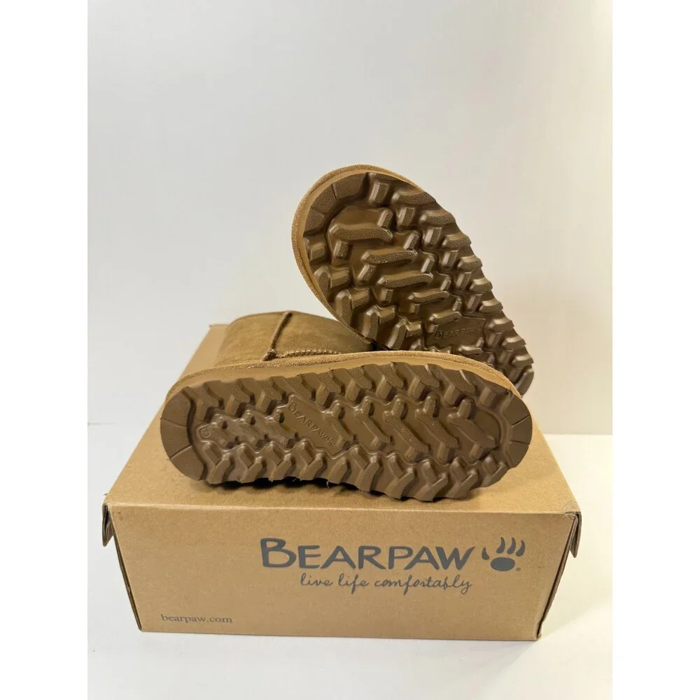 BEARPAW Elle Youth Hickory Size Cozy Suede Winter Boots for Kids US 13